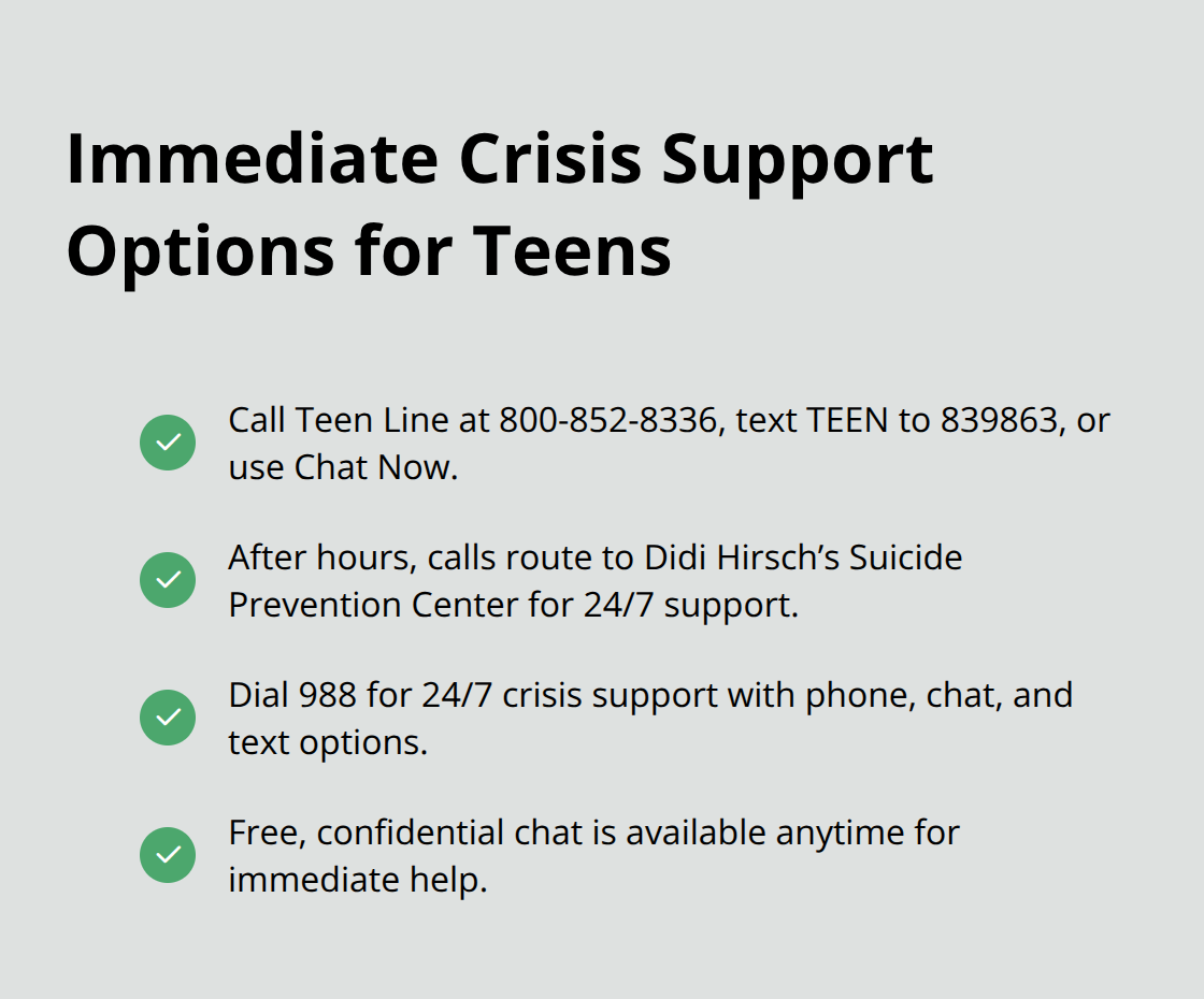 Anxiety Resources For Teens: Tools, Hotlines, And Support List of ways teens can access immediate, confidential crisis help, including Teen Line and 988. - anxiety resources for teens