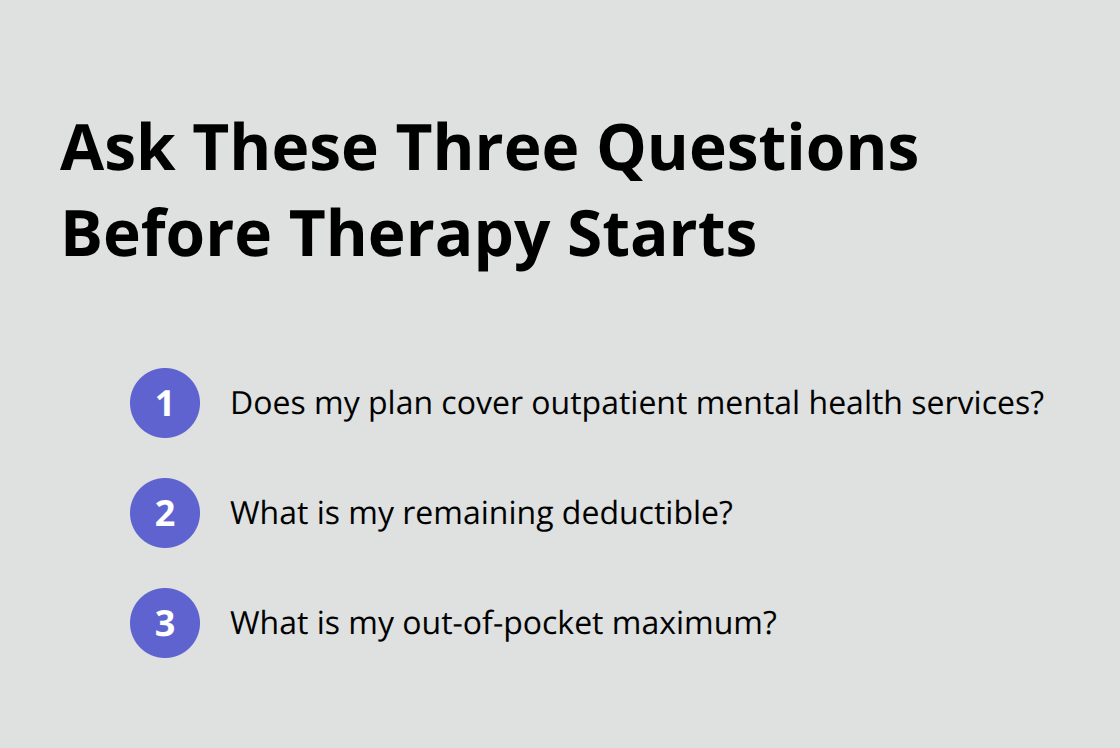 Compact list of three key insurance questions to verify coverage for teen therapy. - insurance coverage teen therapy