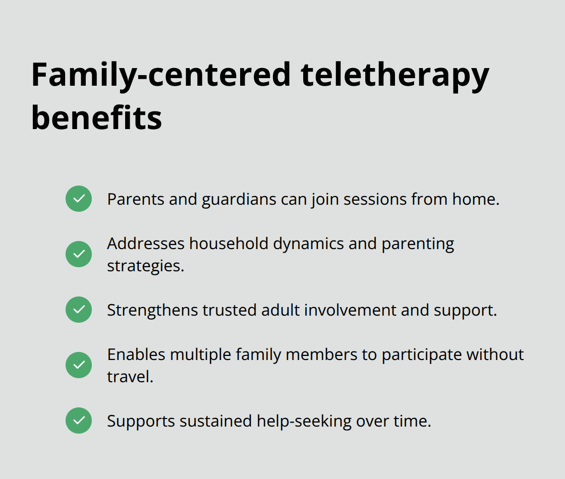 Statewide Teen Teletherapy Services: Access, Availability, And Support List of benefits showing how family involvement improves teen mental health outcomes. - statewide teen teletherapy services